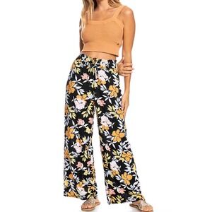 Roxy‎ Beach Pants Women Size S/6/8 Wide Leg Flowy Floral Pull On Elastic Waist